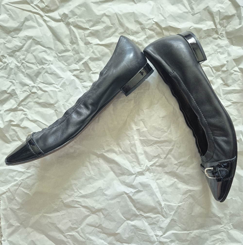 AGL Attilio Giusti Leombruni Black Pointed Toe Leather 38.5 - Picture 3 of 4